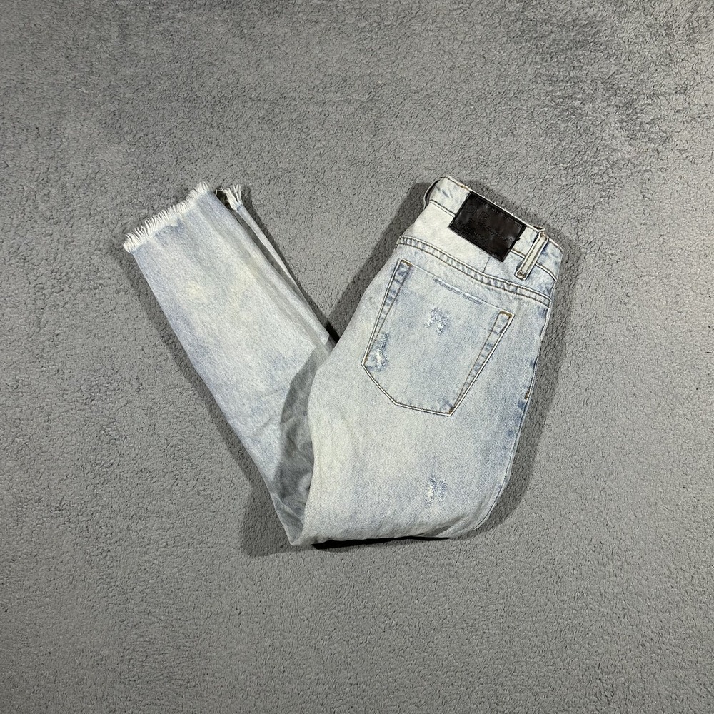One Teaspoon Freebirds Skinny Jeans Womens 26x25 Blue Distressed Ankle Zip #3057